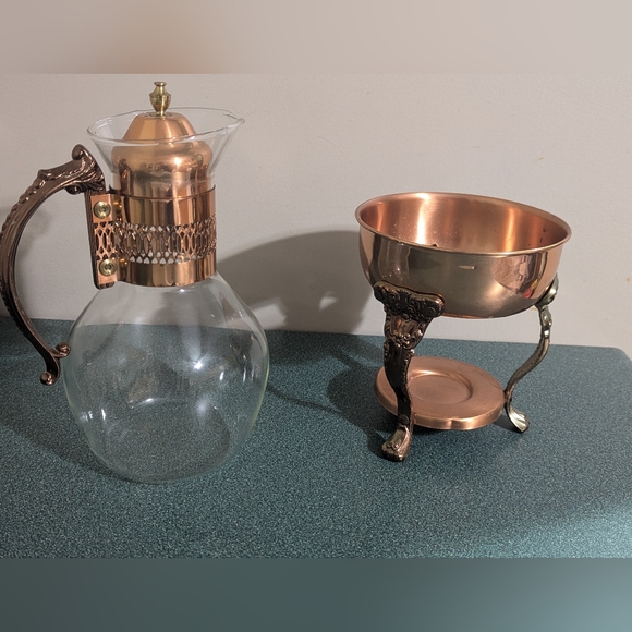 Copper coffee/tea warmer set - Picture 2 of 5